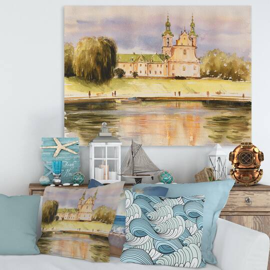 Designart - Historic Church On The Rock On Banks of The River